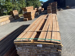 Ca. 232x Guyana Teak Latten Fijnbezaagd, 32x50mm, lengte 215/275cm,  1